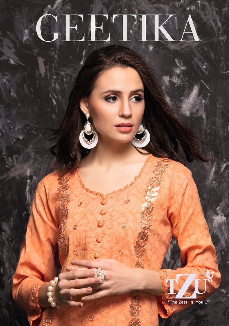 Tzu Lifestyle Geetika The Occasional wear Kurti With Sharara In Cotton Jacquard