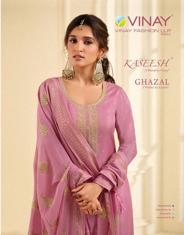 Vinay Fashion Kaseesh Ghazal Dola Jacquard Embroidered Party Wear Salwar Suits