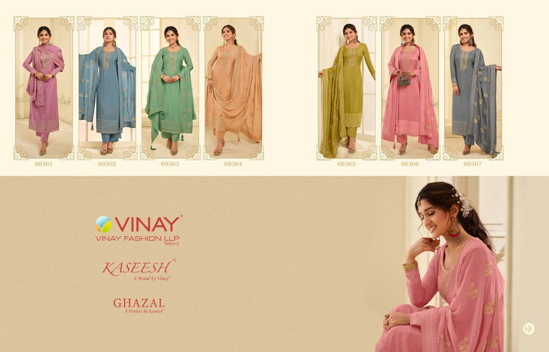 Vinay Fashion Kaseesh Ghazal Dola Jacquard Embroidered Party Wear Salwar Suits