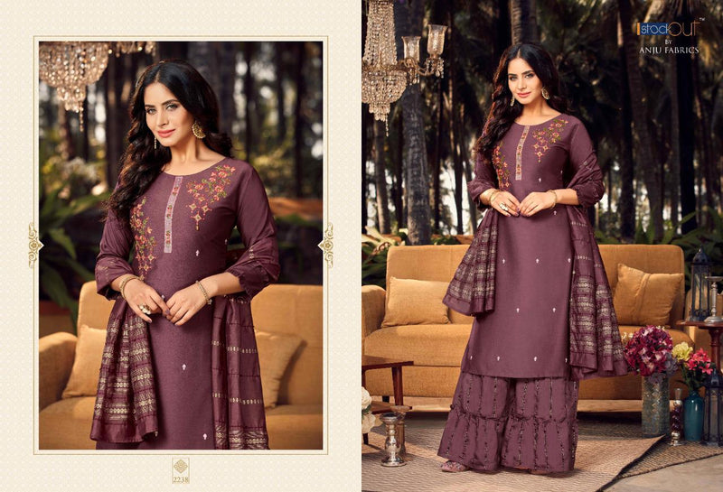 Anju Fabrics Ghoomer Vol 3 Bemberg Silk Party Wear Kurtis With Sharara Bottom