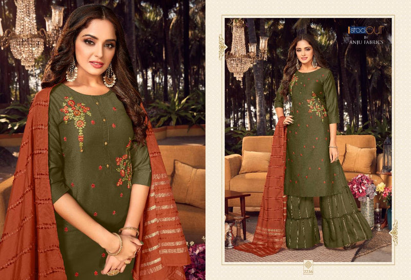 Anju Fabrics Ghoomer Vol 3 Bemberg Silk Party Wear Kurtis With Sharara Bottom
