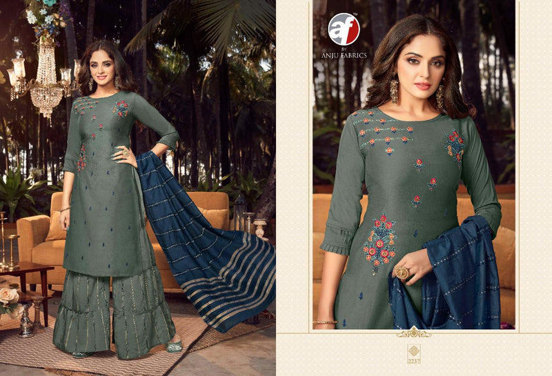 Anju Fabrics Ghoomer Vol 3 Bemberg Silk Party Wear Kurtis With Sharara Bottom