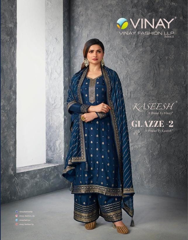 Vinay Fashion Glazze Vol 2 Jacquard With Beautiful Embroidery Work Stylish Designer Festive Wear Salwar Kameez