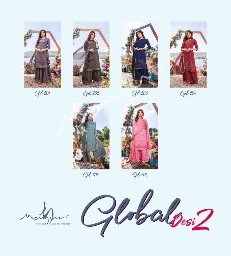 Mayur Global Desi Vol 2 Chinon Heavy Designer Ready Made Party Wear Salwar Suits