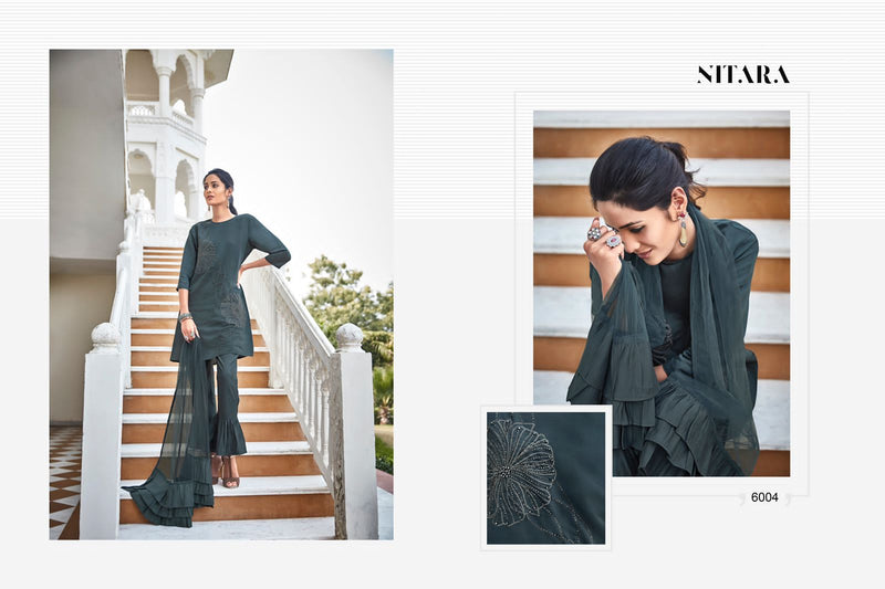 Nitara Glory Viscose Silk Heavy Modern Designer Party Wear Kurtis With Bottom & Dupatta