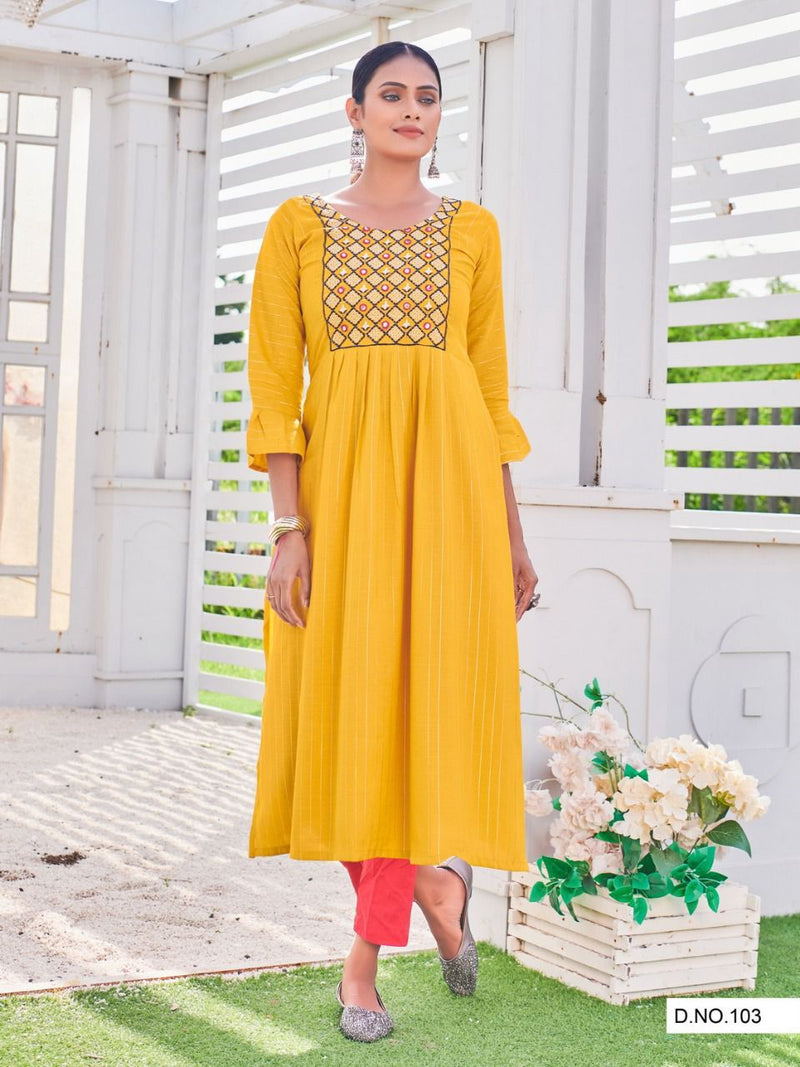 MF Golden Dairies Vol 2 Rayon Straight Cut Fancy Wear Kurtis