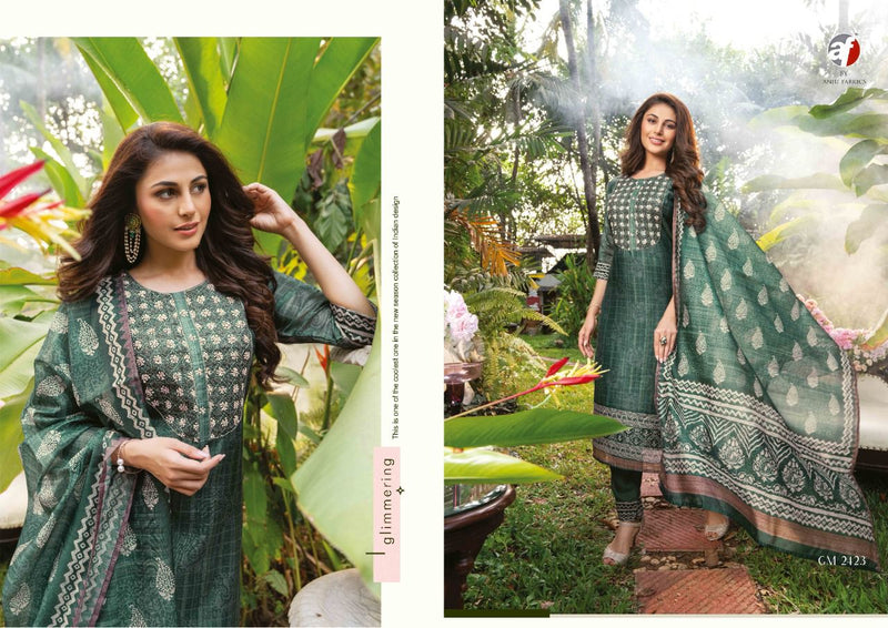 Anju Fabrics Golden Meadows Chanderi Silk Designer Party Wear Kurtis With Bottom & Dupatta