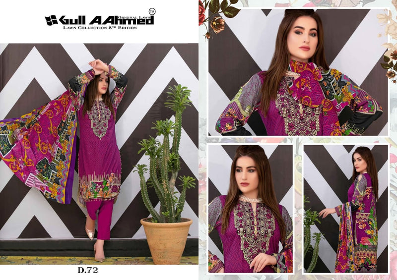 Gul Ahmed Vol 8 Pure Lawn Karachi Cotton Pakistani Printed Salwar Kameez