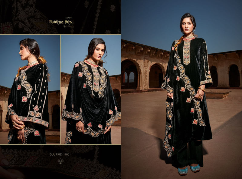 Mumtaz Gulfaiz Velvet With Beautiful Heavy Embroidery Work Stylish Designer Wedding Wear Salwar Kameez