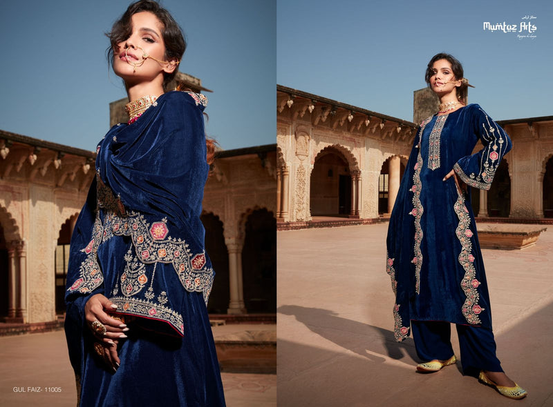 Mumtaz Gulfaiz Velvet With Beautiful Heavy Embroidery Work Stylish Designer Wedding Wear Salwar Kameez