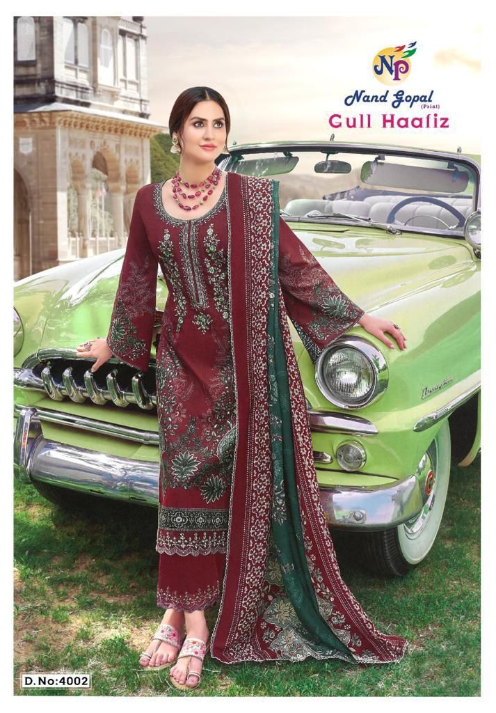 Nandgopal Gull Haafiz Vol 4 Pure Cotton With Heavy Beautiful Printed Work Stylish Designer Salwar Kameez