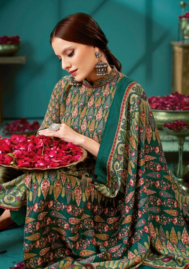 Hasrshit Gulmohar Pashmina With Fancy Embroidery Work Stylish Designer Festive Wear Salwar Suit