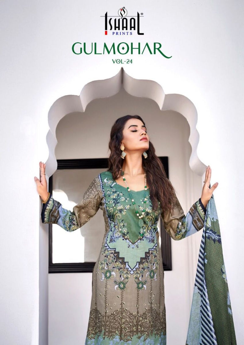 Ishaal Gulmohar Vol 24 Lawn Cotton With Printed Work Stylish Designer Festive Wear Salwar Kameez