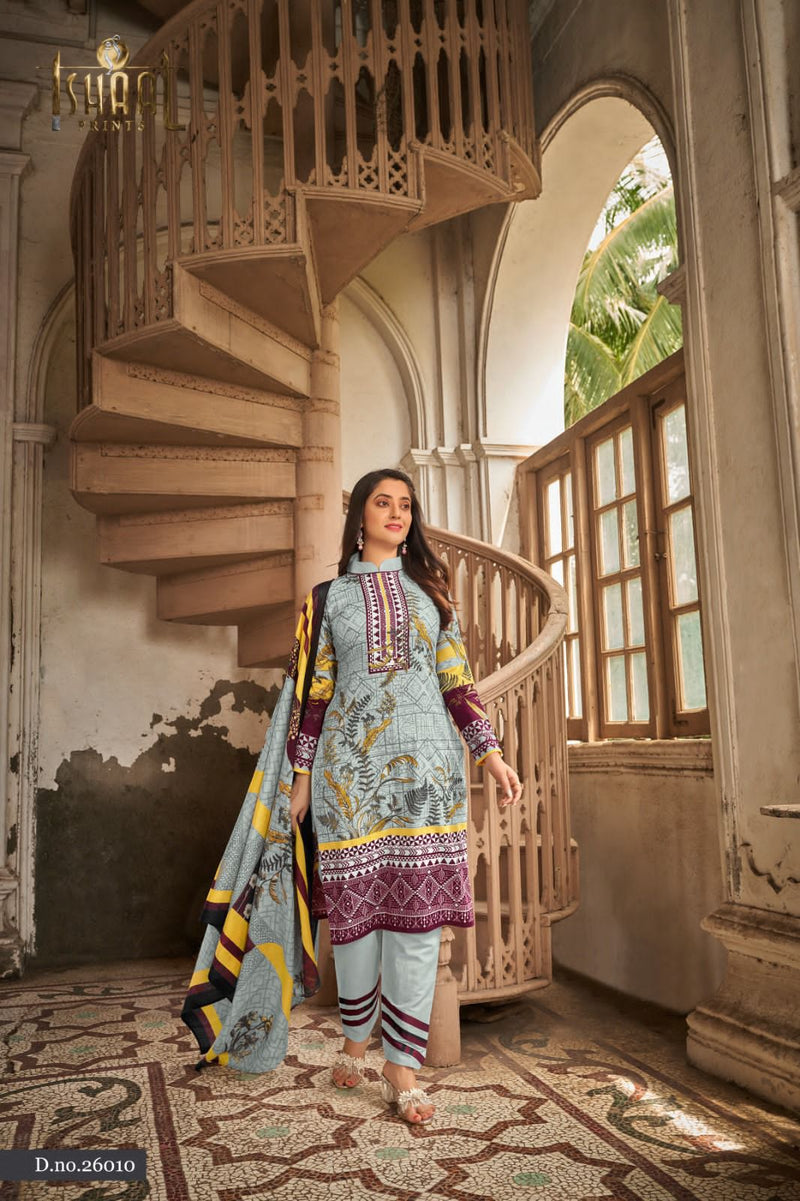 Ishaal Prints Gulmohar Vol 26 Pure Lawn Cotton Collection Heavy Mal Dupatta Printed Designer Salwar Kameez