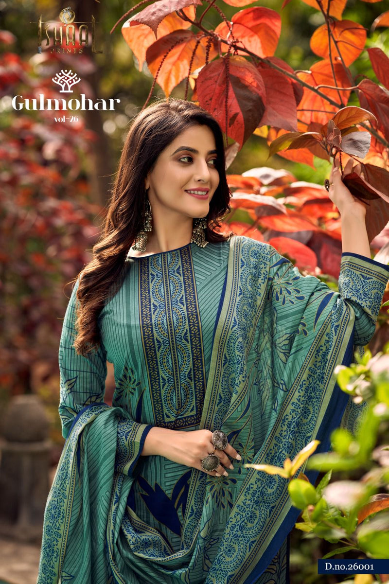 Ishaal Prints Gulmohar Vol 26 Pure Lawn Cotton Collection Heavy Mal Dupatta Printed Designer Salwar Kameez