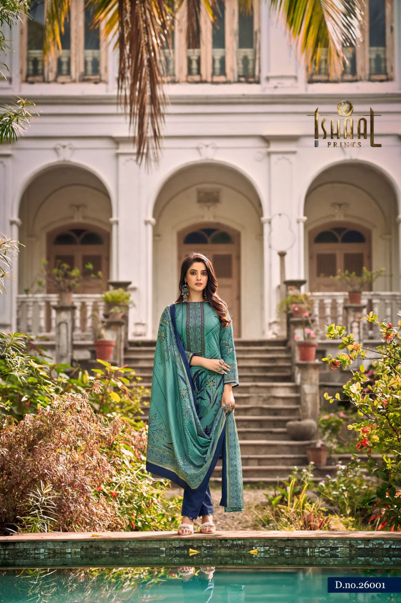 Ishaal Prints Gulmohar Vol 26 Pure Lawn Cotton Collection Heavy Mal Dupatta Printed Designer Salwar Kameez