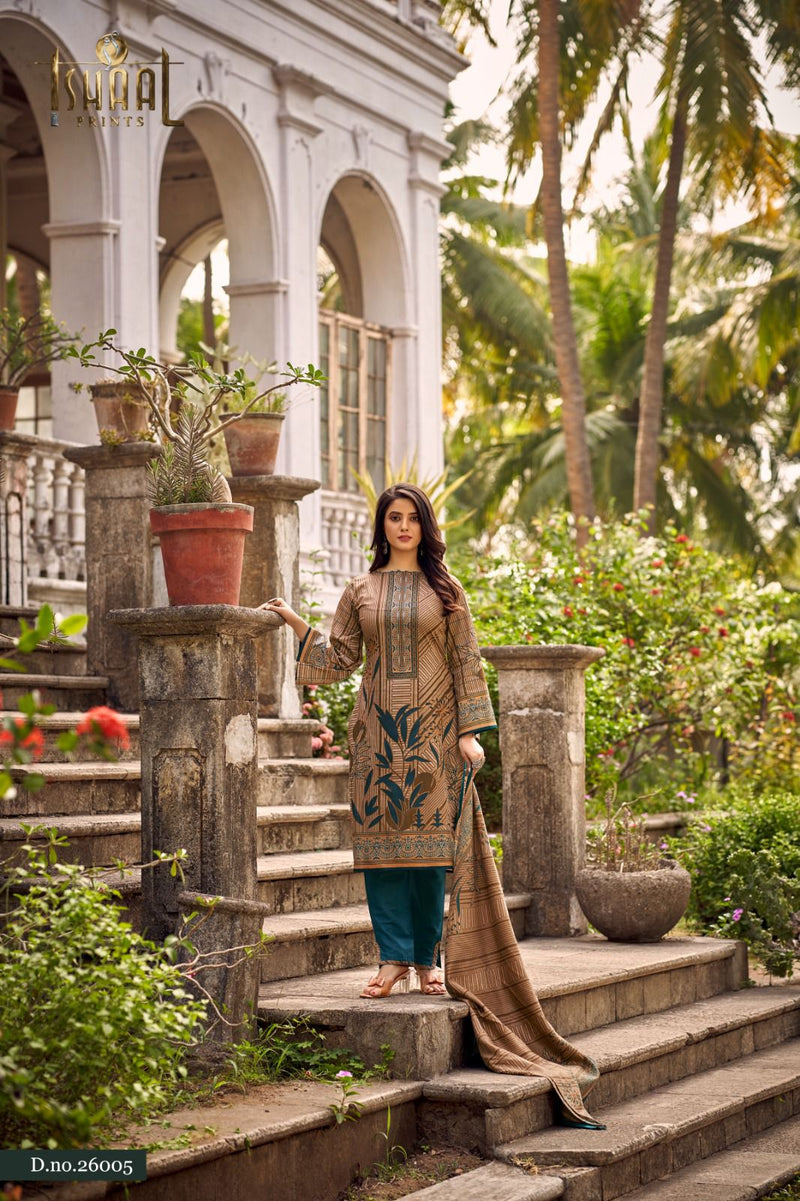 Ishaal Prints Gulmohar Vol 26 Pure Lawn Cotton Collection Heavy Mal Dupatta Printed Designer Salwar Kameez