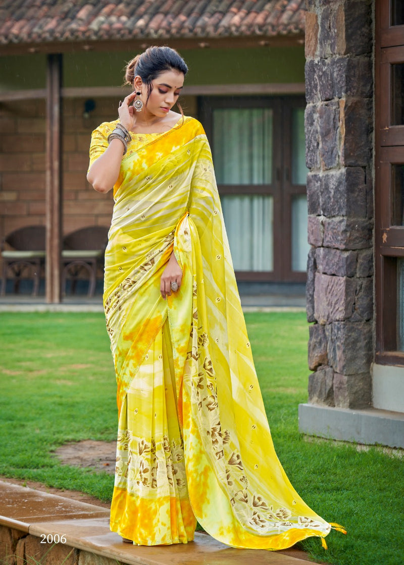 Kashvi Creation Gulnaaz Georgette With Foil Prints Beautiful Party Wear Sarees