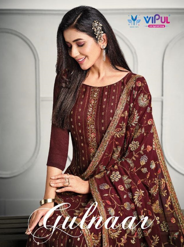 Vipul Gulnaar Chinon Embroidered Designer Party Wear Salwar Suits