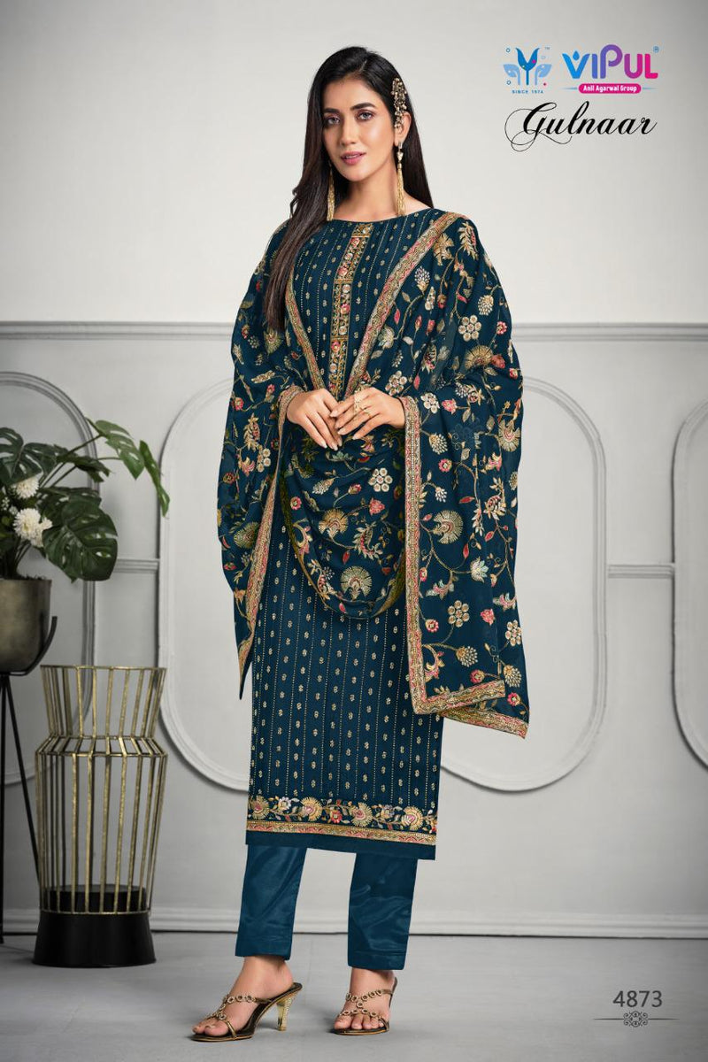 Vipul Gulnaar Chinon Embroidered Designer Party Wear Salwar Suits