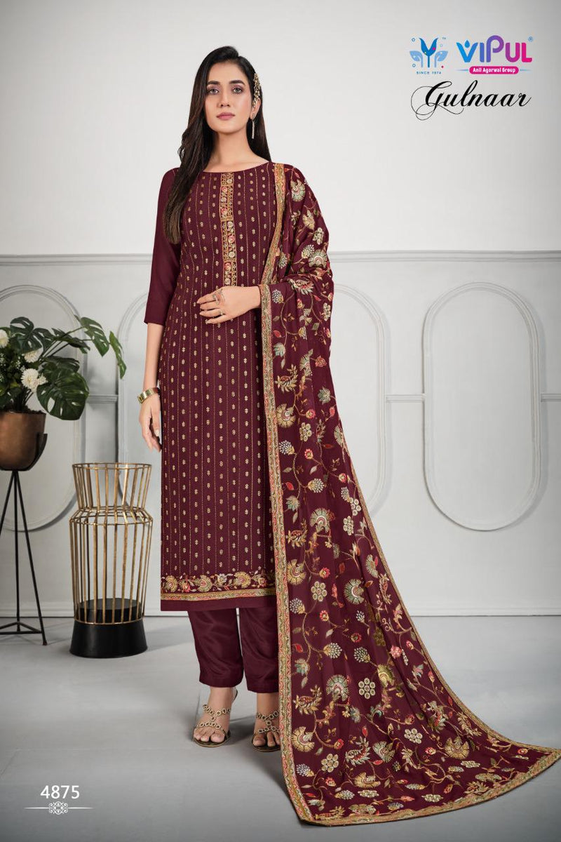 Vipul Gulnaar Chinon Embroidered Designer Party Wear Salwar Suits