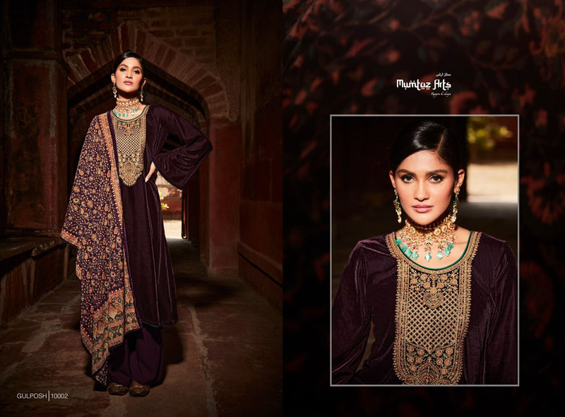 Mumtaz Gulposh Velvet With Beautiful Embroidery Work Fancy Work Stylish Designer Party Wear Salwar Kameez