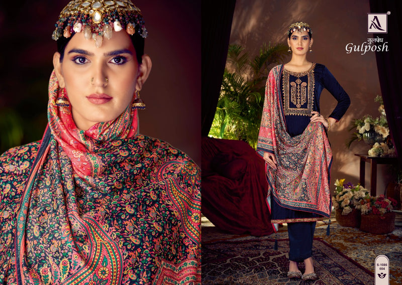 Alok Suit Gulposh Pashmina Winter Look With Heavy Embroidery Work Stylish Designer Festive Wear Salwar Suit