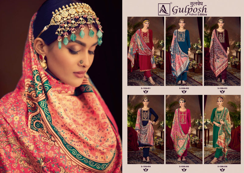 Alok Suit Gulposh Pashmina Winter Look With Heavy Embroidery Work Stylish Designer Festive Wear Salwar Suit