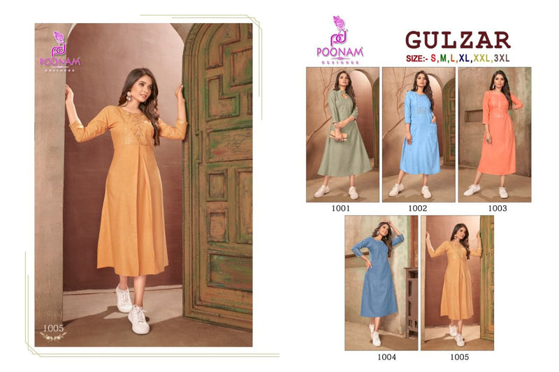 Poonam Designer Gulzar Pure Malai Cotton Fancy Gown Style Party Wear Kurtis