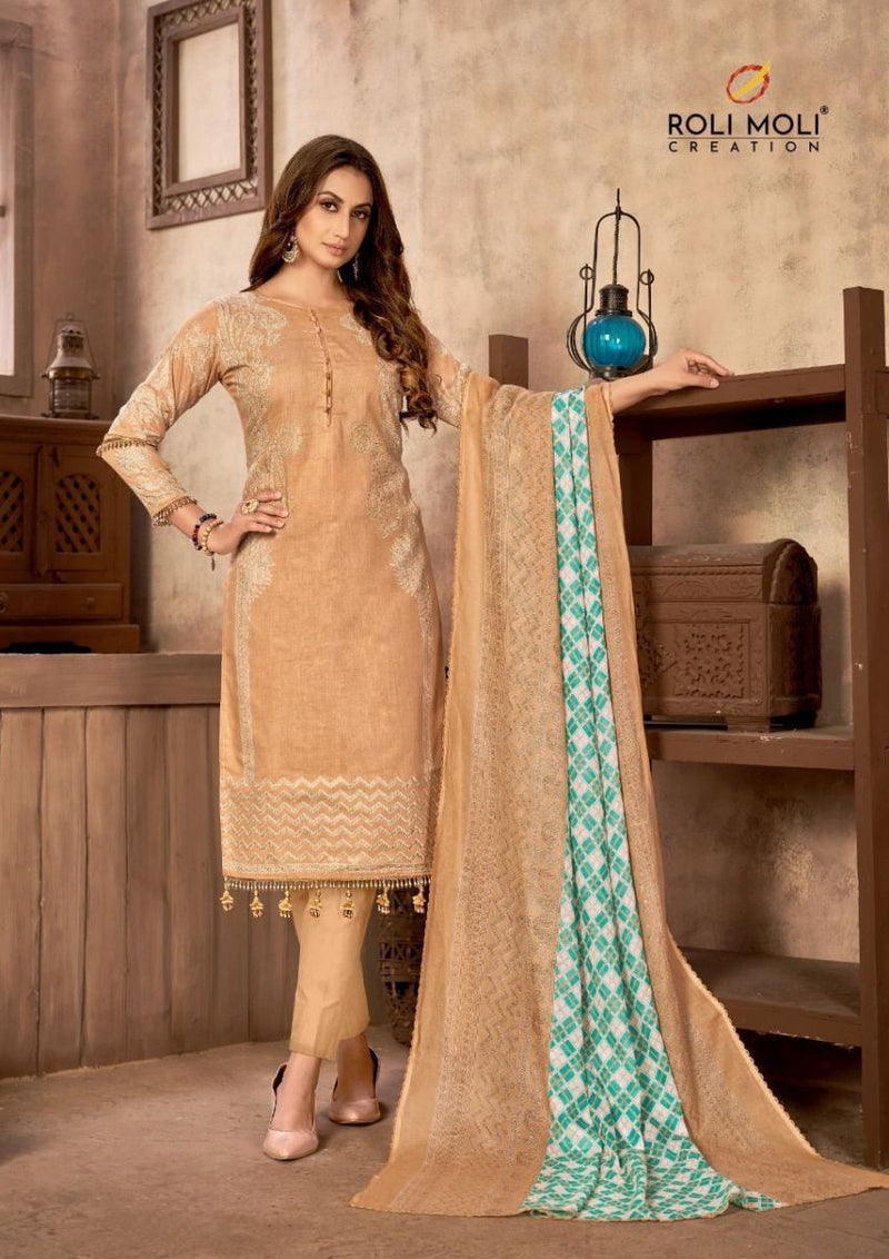 Roli Moli Creation Guzarish Cambric Cotton Festive Wear Salwar Suits With Gold Print