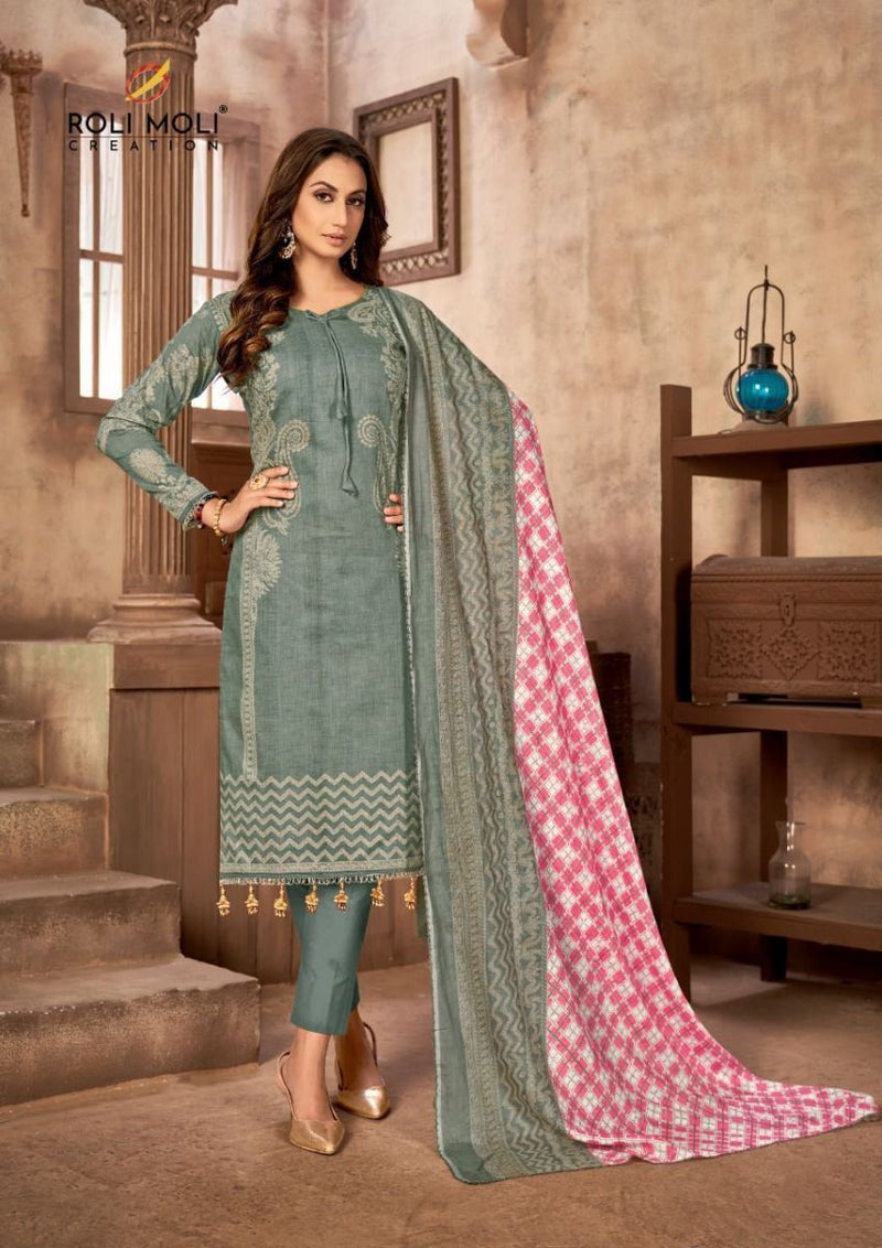 Roli Moli Creation Guzarish Cambric Cotton Festive Wear Salwar Suits With Gold Print