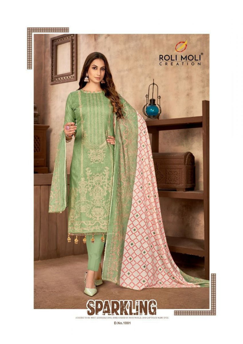 Roli Moli Creation Guzarish Cambric Cotton Festive Wear Salwar Suits With Gold Print