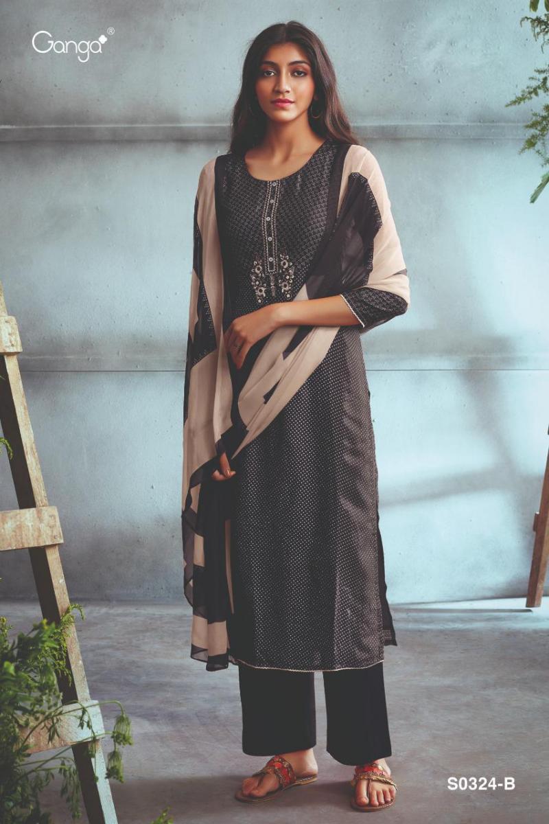 Ganga Fashion Presents By Chasni Bemberg Silk Embroidery Work Exclusive Regular Wear Salwar Suits