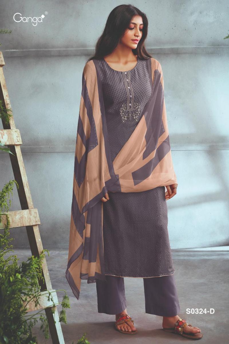 Ganga Fashion Presents By Chasni Bemberg Silk Embroidery Work Exclusive Regular Wear Salwar Suits