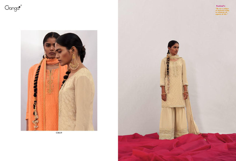 Ganga Festival Look Book Vol 1 Habutai Silk Solid With Embroidery And Hand Work Casual Wear Salwar Suits
