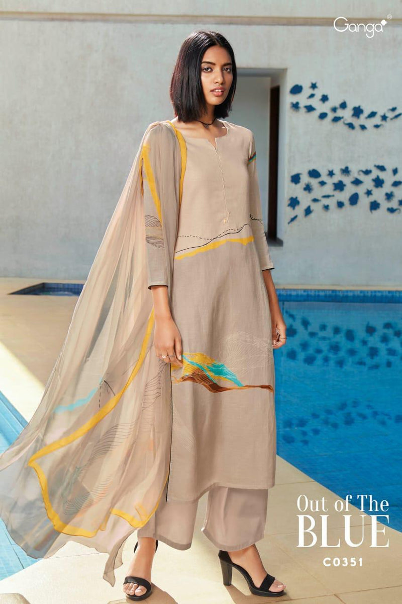 Ganga Suit Out Of The Blue Pure Linen Digital Printed Casual Wear Salwar Kameez