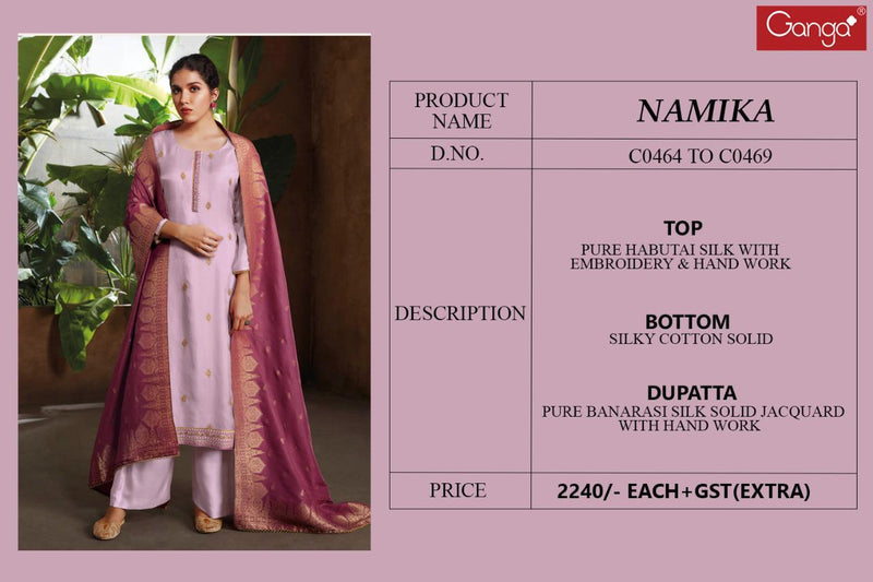 Ganga Suits Namika Pure Silk Embroidery Handwork Salwar Kameez
