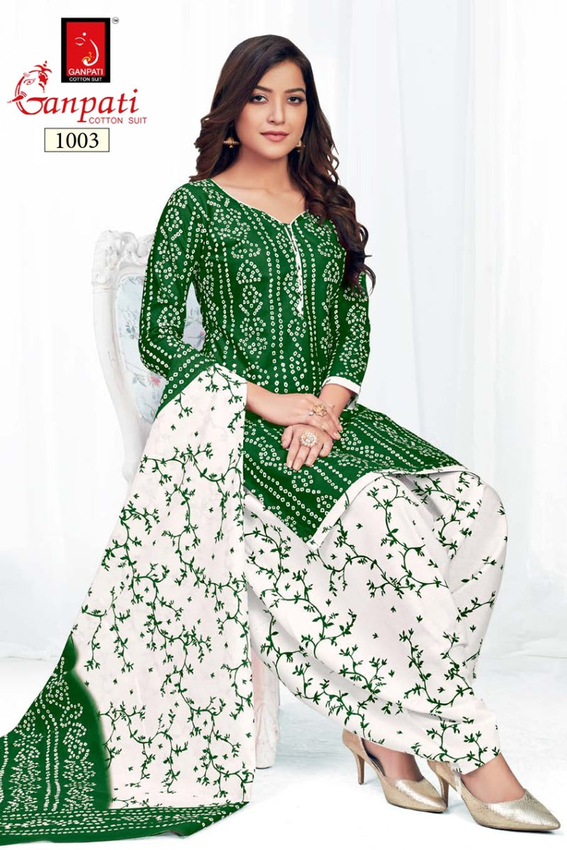 Ganpati Bandhani Colors Pure Cotton Printed Casual Wear Salwar Kameez