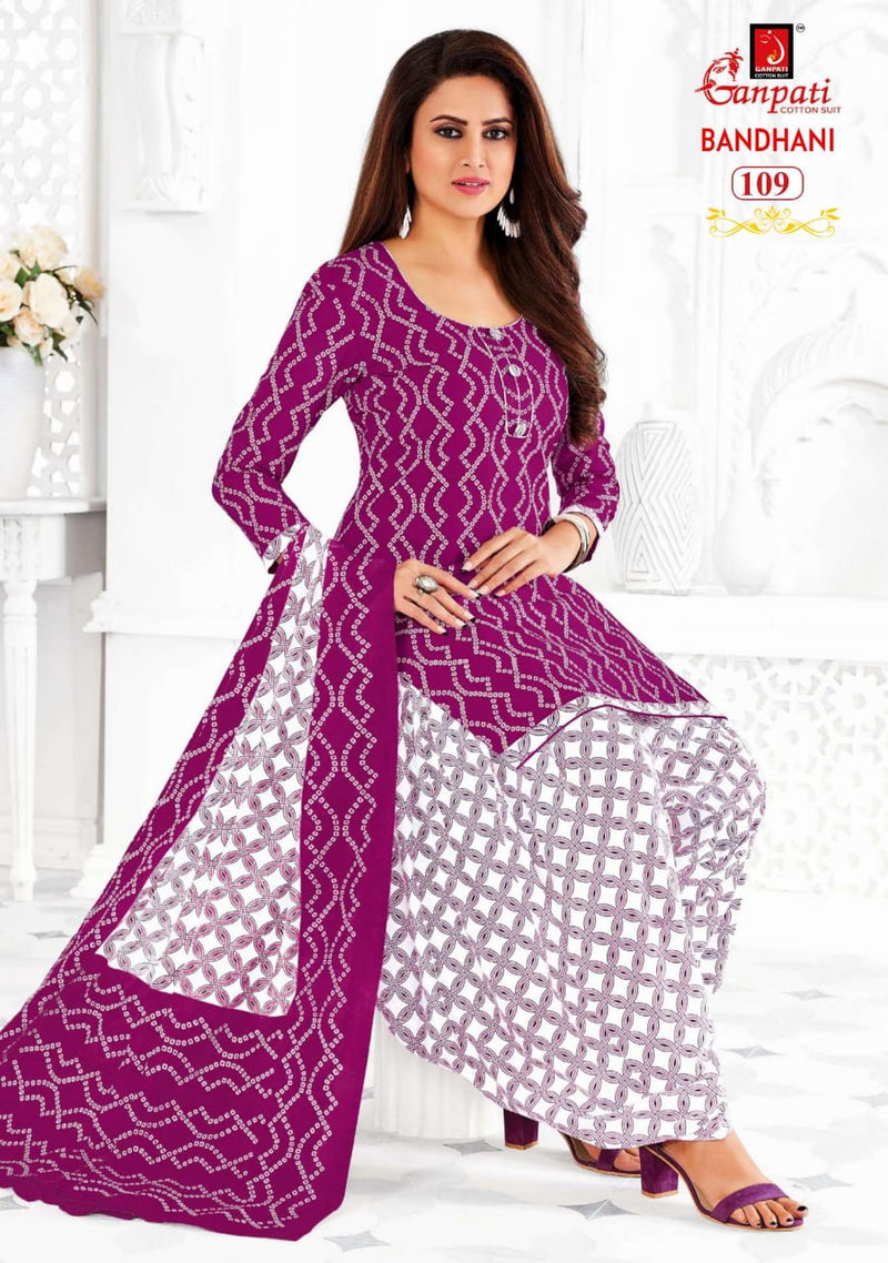 Ganpati Bandhani Vol 1 Pure Cotton Printed Dress Material Patiyala Style Fancy Salwar Suit