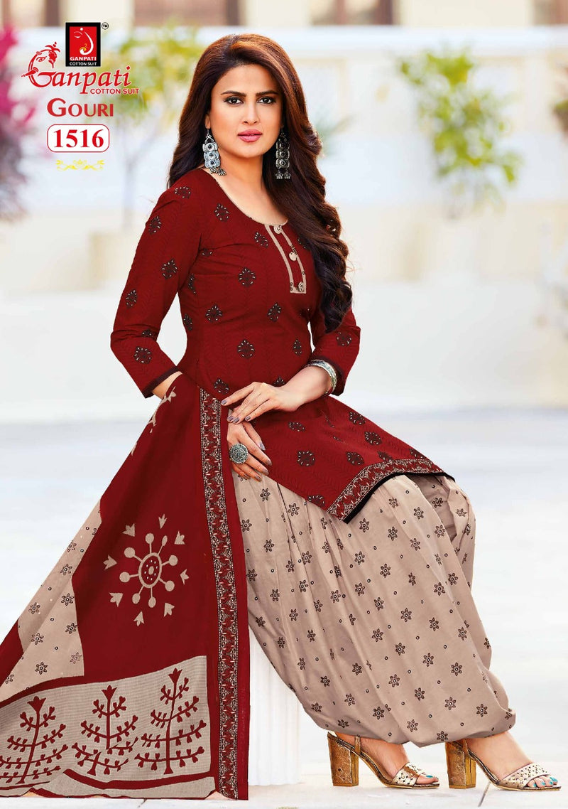 Ganpati Cotton Gouri Vol 1 Pure Cotton Patiyala Style Designer Fancy Regular Wear Salwar Suits