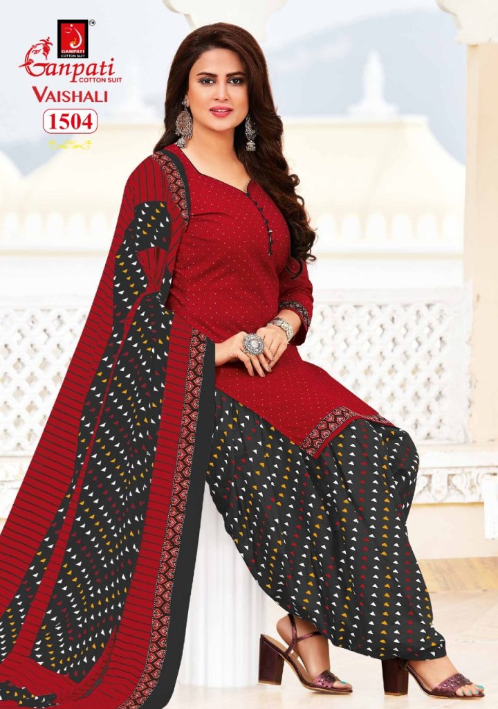 Ganpati Cotton Suit Vaishali Vol 1 Pure Cotton Exclusive Patiyala Style Regular Wear Fancy Salwar Suits
