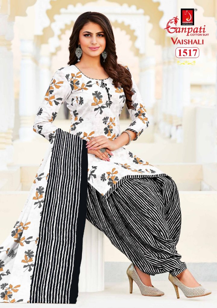 Ganpati Cotton Suit Vaishali Vol 1 Pure Cotton Exclusive Patiyala Style Regular Wear Fancy Salwar Suits