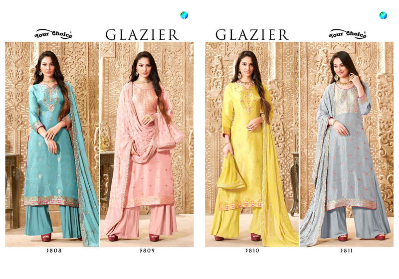 Glazier By Your Choice Pure Dolla Silk Exclusive Designer Printed Salwar Kameez With Dupattta
