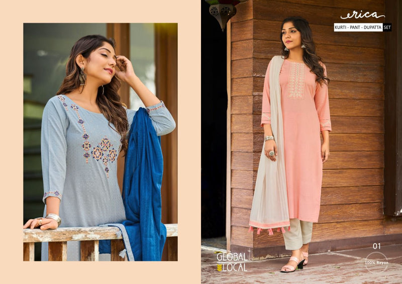 Global Local Erica Embroidered Rayon Casual Wear Kurti