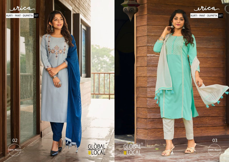 Global Local Erica Embroidered Rayon Casual Wear Kurti
