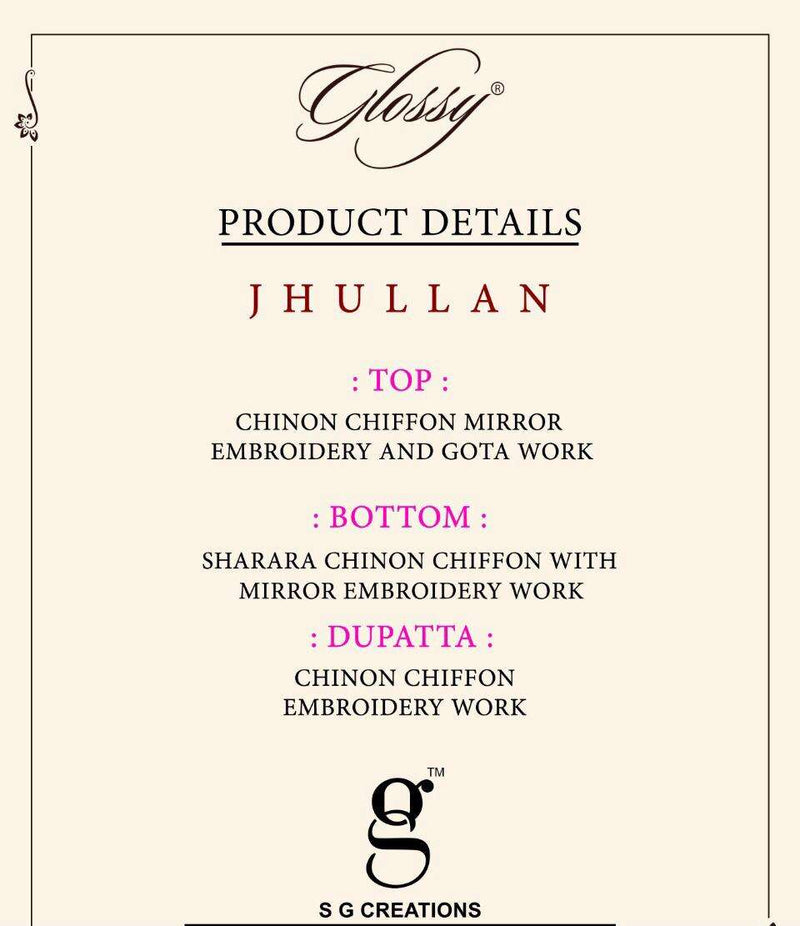 Glossy Jhullan Chinon Chiffon With Fancy Embroidery Work Partywear Pakistani Salwar Kameez