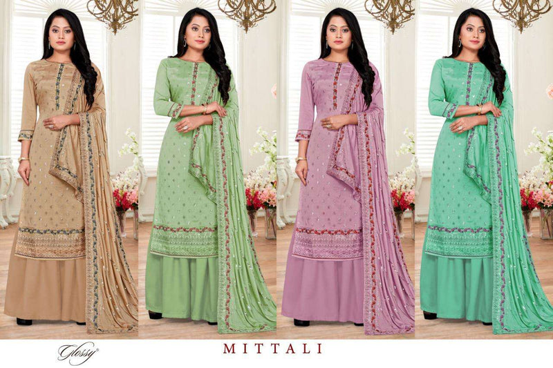 Glossy Mittali Chinon Chiffon Gorgeous Look Fancy Dress Material Salwar Suits