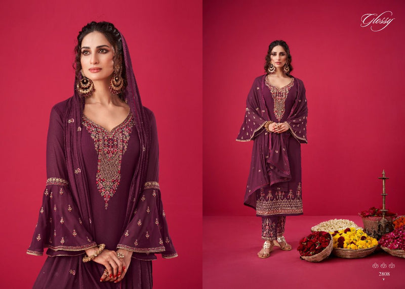 Glossy Naqsh Pure Georgette Embroidery Work With Swarovski Work Partywear Salwar Kameez