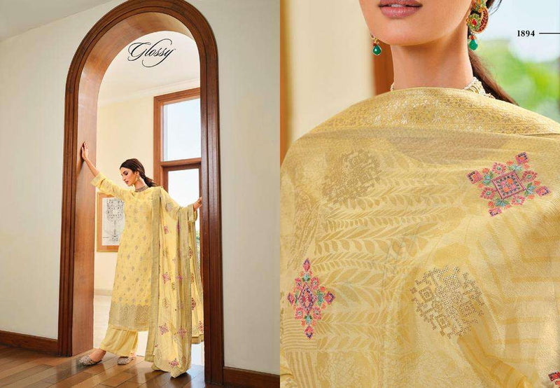 Glossy Rivera Viscose Dola Jacquard Casual Wear Salwar Suit