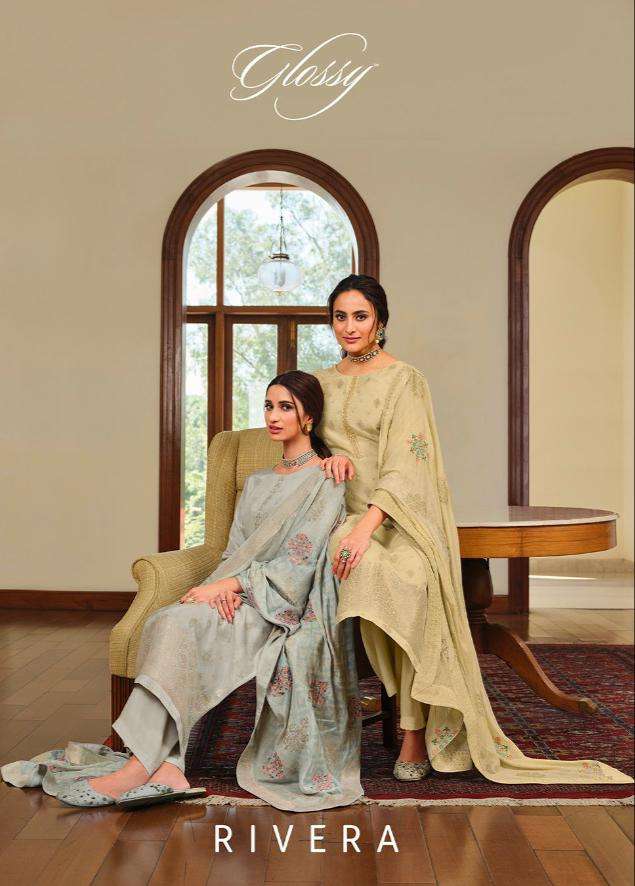 Glossy Rivera Viscose Dola Jacquard Casual Wear Salwar Suit